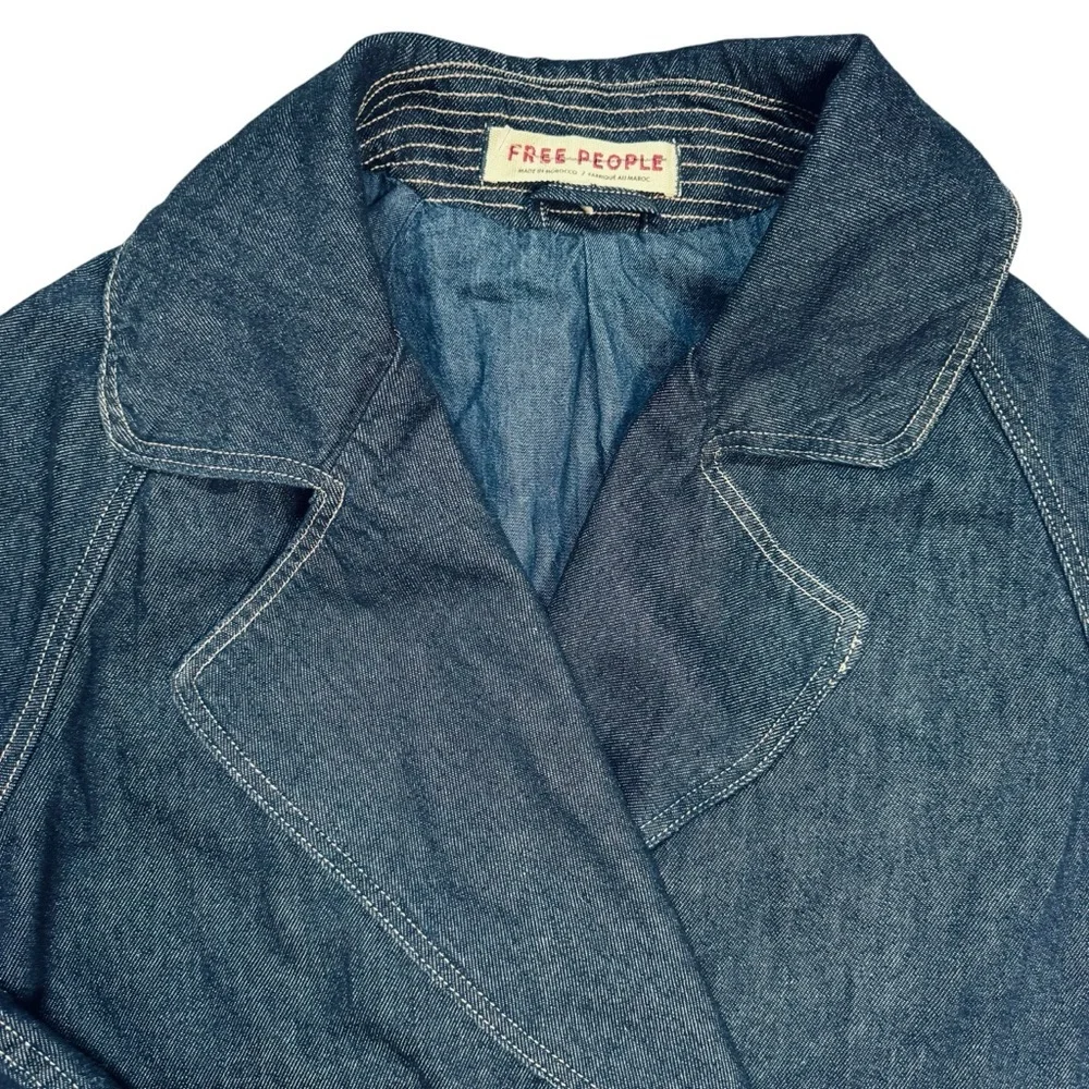 New Free People Denim Car Coat Size S - Picture 11 of 11